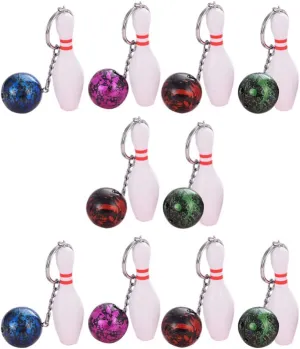 10pcs Mini Bowling Ball Pendant Sports Themed Keychain Bowling Keychain Pendant (Random Color)