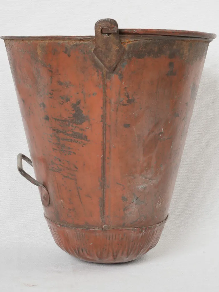 19th-century French copper & wrought iron kitchen fire bucket holder 37½"