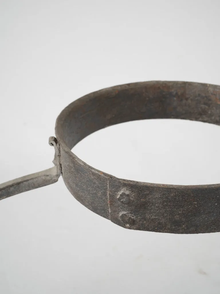 19th-century French copper & wrought iron kitchen fire bucket holder 37½"