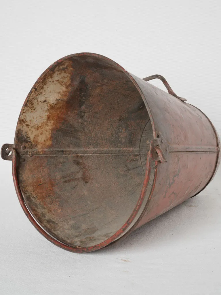 19th-century French copper & wrought iron kitchen fire bucket holder 37½"
