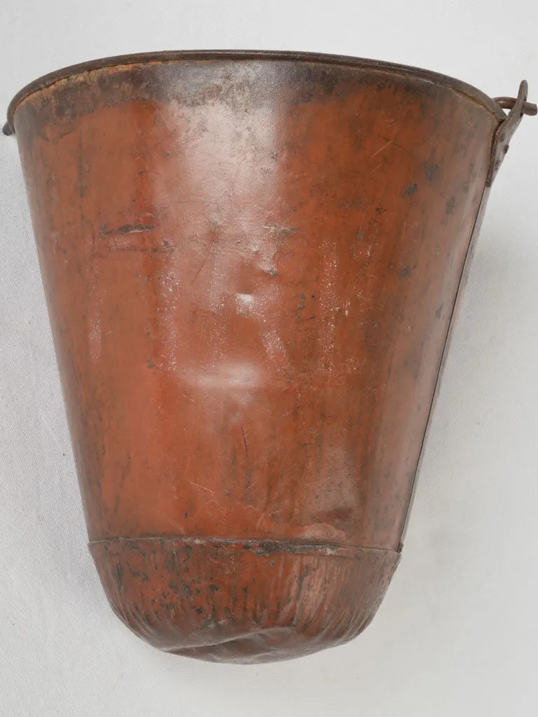 19th-century French copper & wrought iron kitchen fire bucket holder 37½"