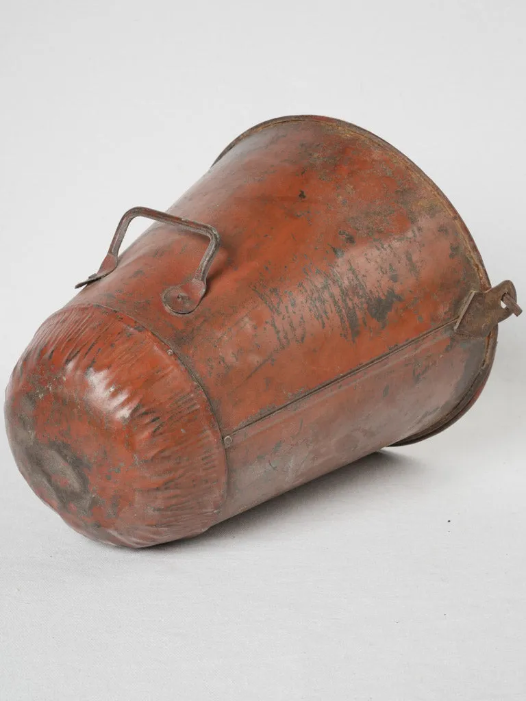 19th-century French copper & wrought iron kitchen fire bucket holder 37½"