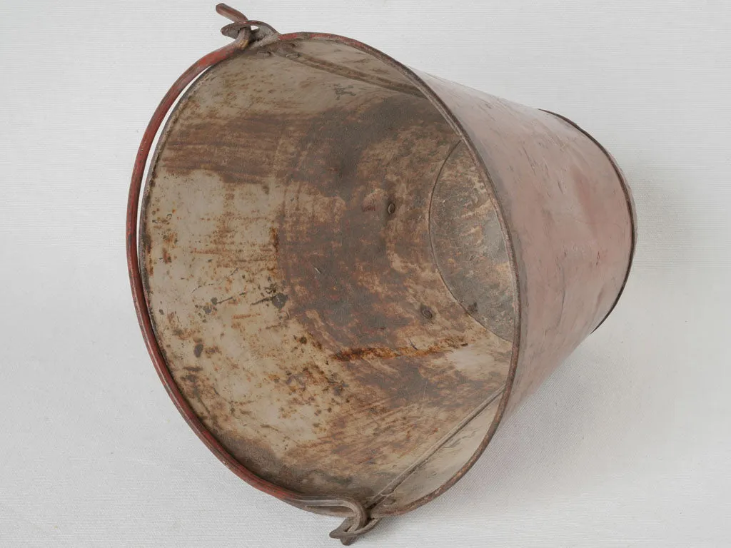 19th-century French copper & wrought iron kitchen fire bucket holder 37½"