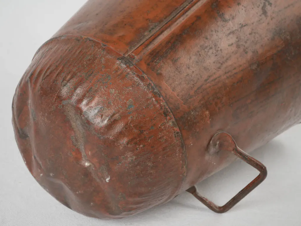 19th-century French copper & wrought iron kitchen fire bucket holder 37½"