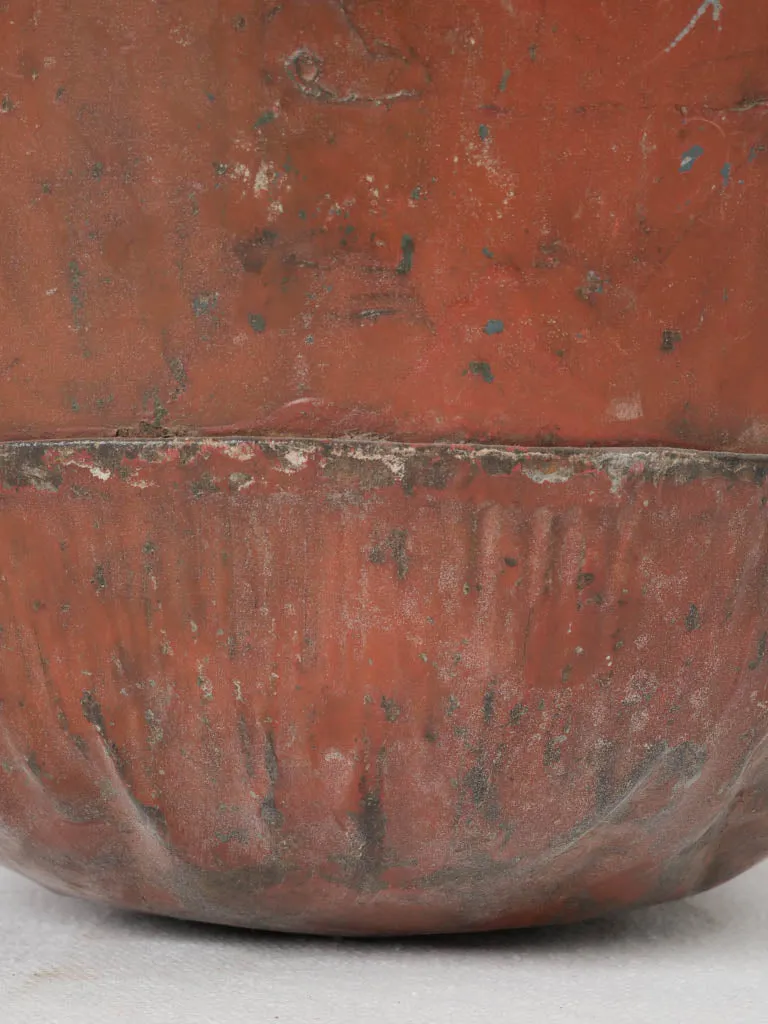 19th-century French copper & wrought iron kitchen fire bucket holder 37½"