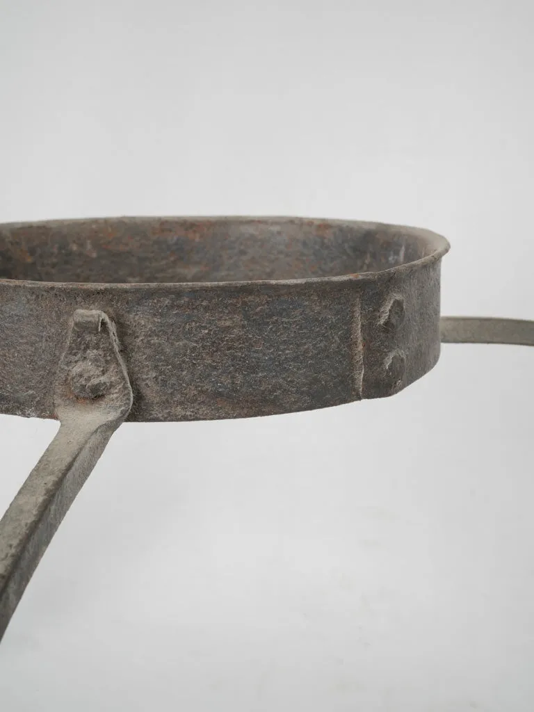 19th-century French copper & wrought iron kitchen fire bucket holder 37½"