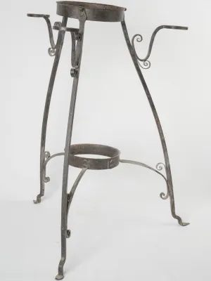 19th-century French copper & wrought iron kitchen fire bucket holder 37½"