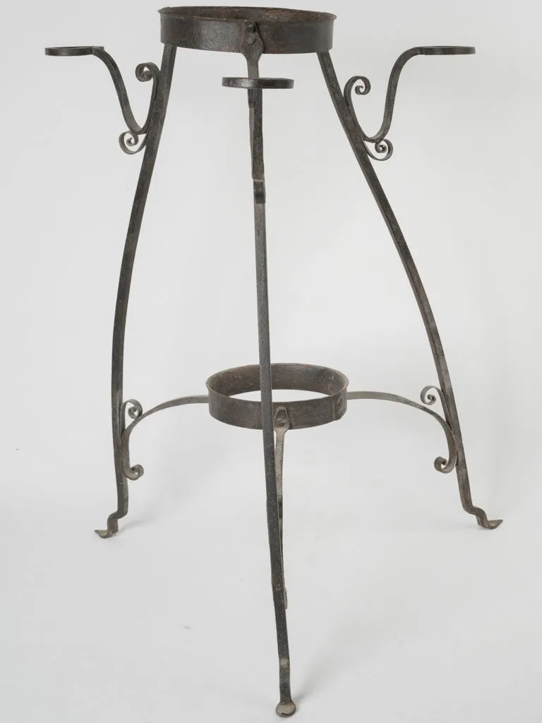 19th-century French copper & wrought iron kitchen fire bucket holder 37½"