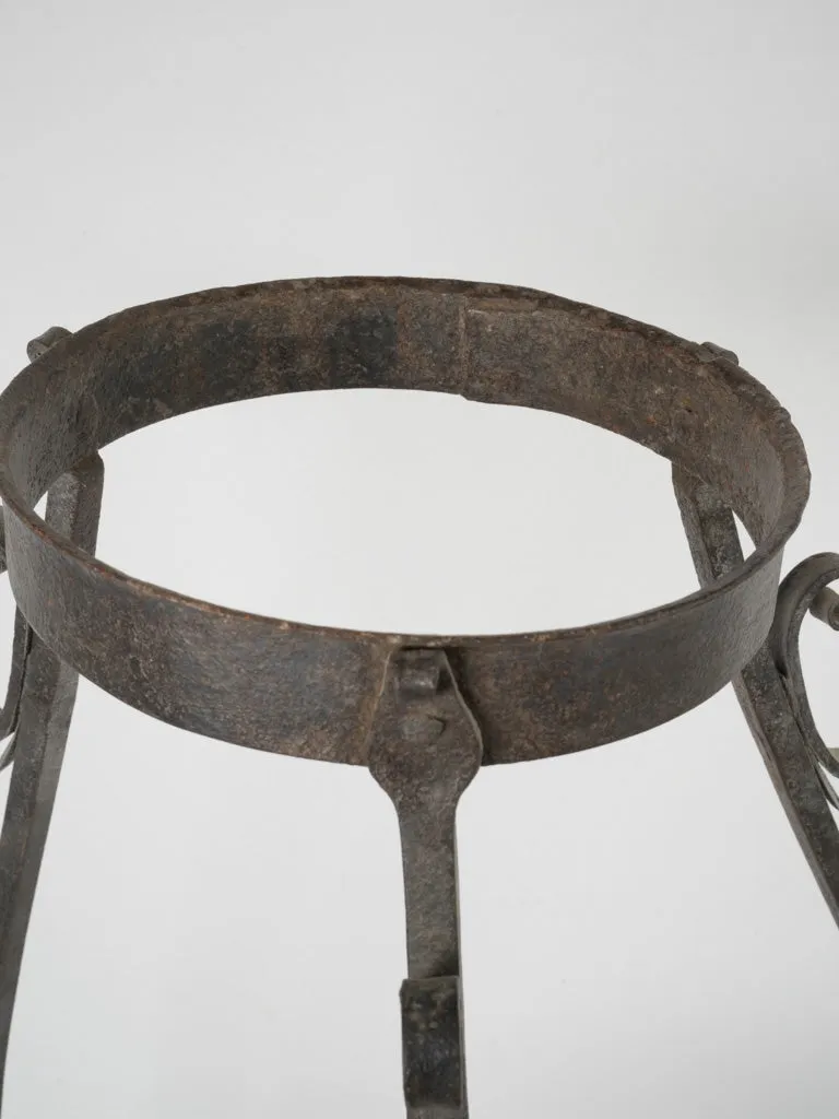 19th-century French copper & wrought iron kitchen fire bucket holder 37½"