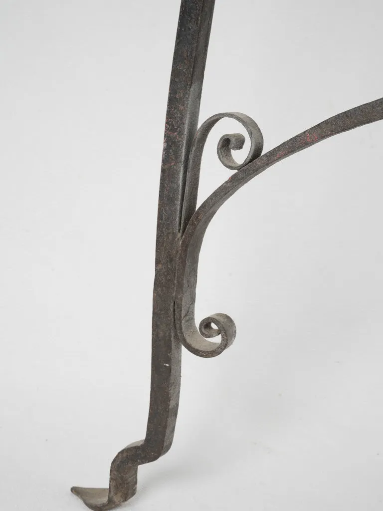 19th-century French copper & wrought iron kitchen fire bucket holder 37½"