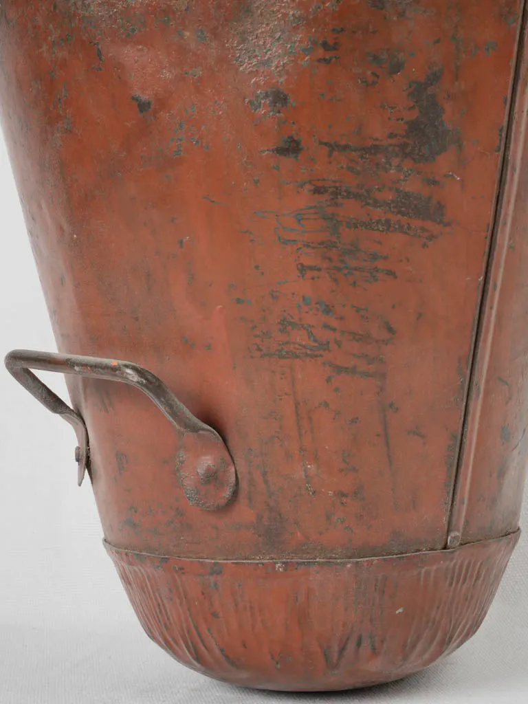 19th-century French copper & wrought iron kitchen fire bucket holder 37½"