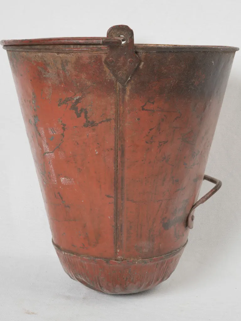 19th-century French copper & wrought iron kitchen fire bucket holder 37½"