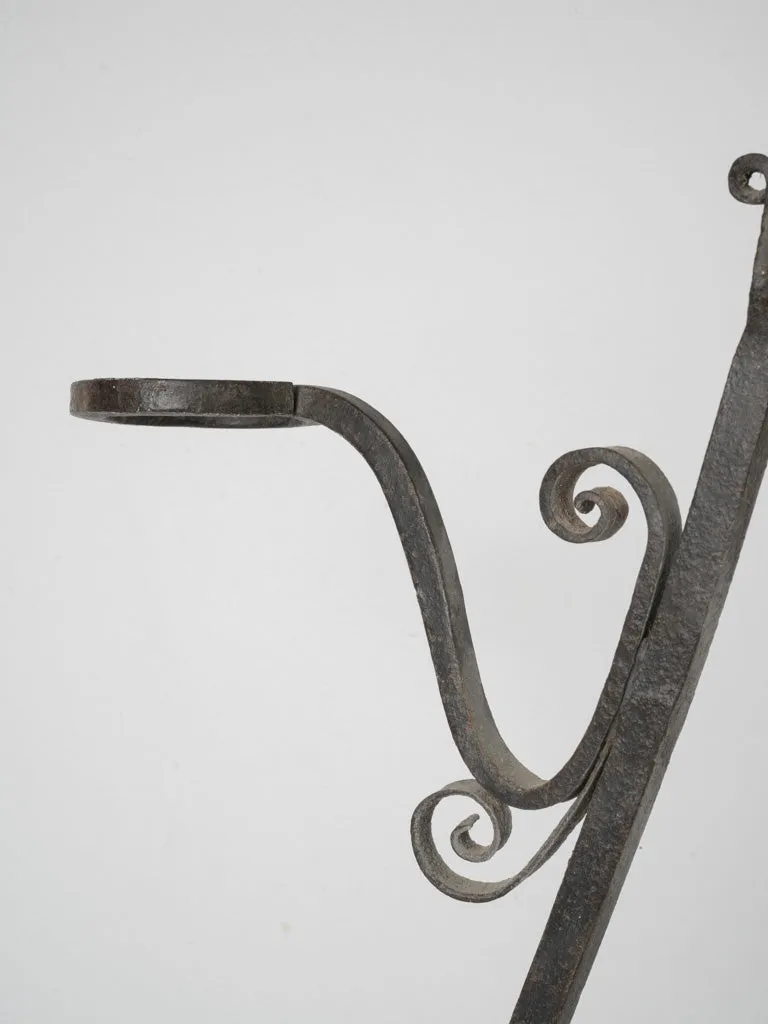 19th-century French copper & wrought iron kitchen fire bucket holder 37½"
