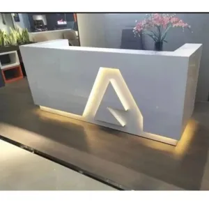 2 Meters Modern White Reception Desk with Led Light