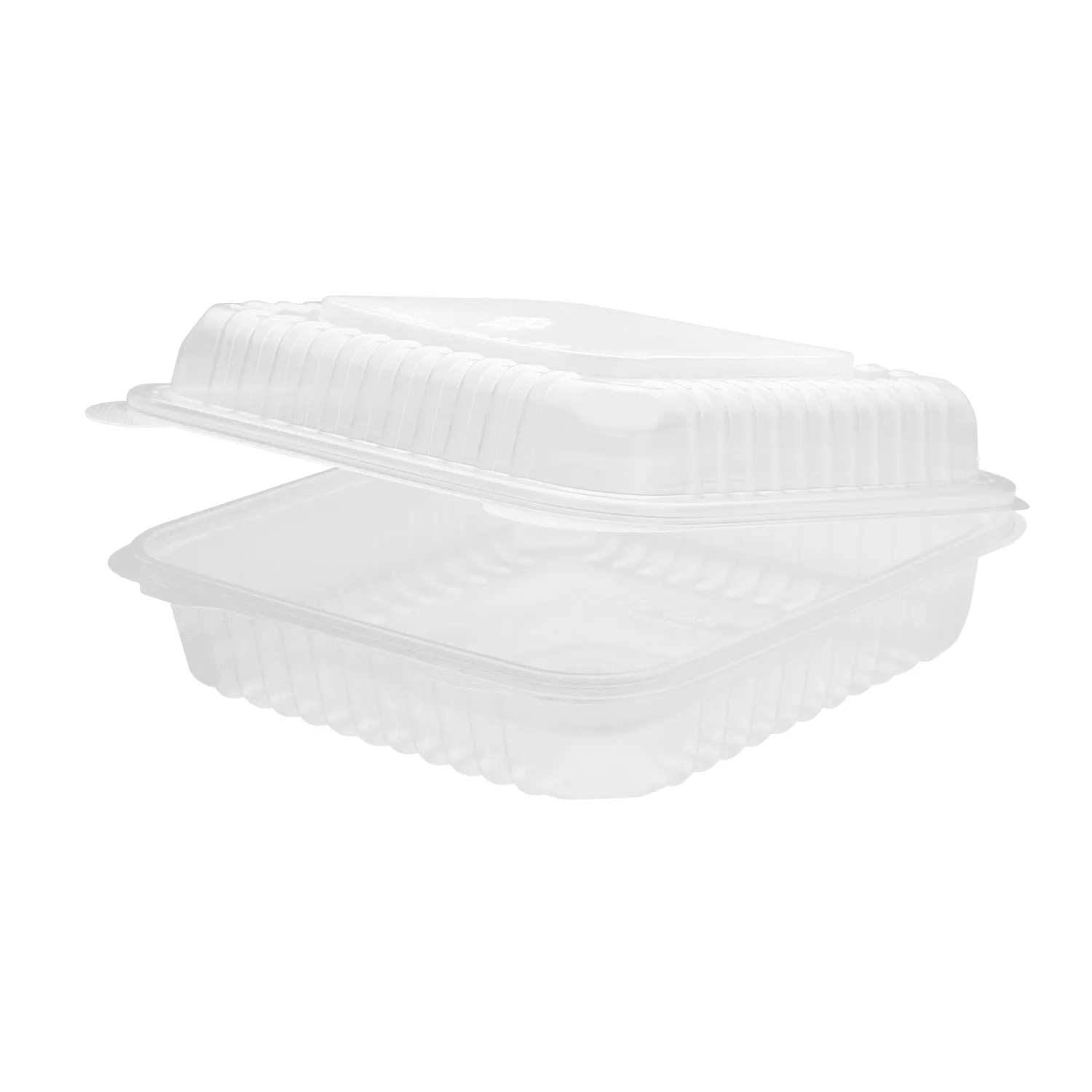 [200 ct] 9'' x 9'' Hinged Food Containers | PP | Clear