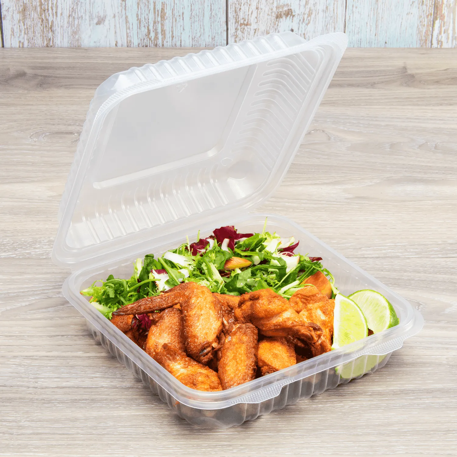 [200 ct] 9'' x 9'' Hinged Food Containers | PP | Clear