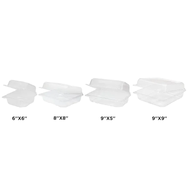 [250 ct] 8''x 8'' Hinged Food Containers | PET | Clear