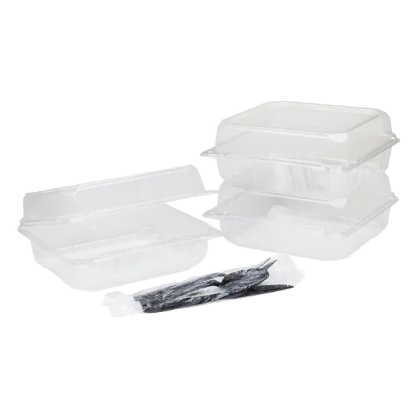 [250 ct] 8''x 8'' Hinged Food Containers | PET | Clear