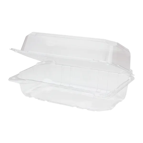 [250 ct] 9''x 5'' Hinged Food Containers | PET | Clear