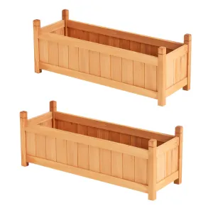 2x Green Fingers Raised Garden Bed | 90x30x33cm | Wooden Planter Box | Raised Container | Growing