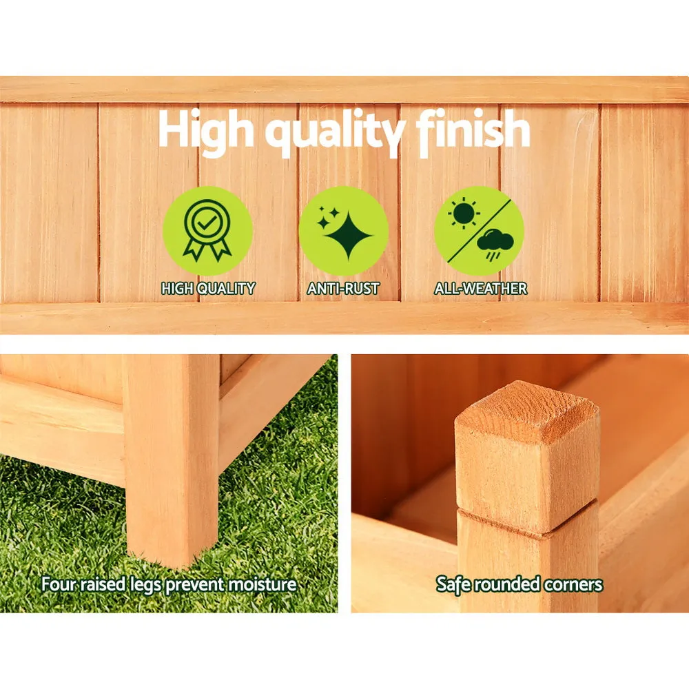 2x Green Fingers Raised Garden Bed | 90x30x33cm | Wooden Planter Box | Raised Container | Growing