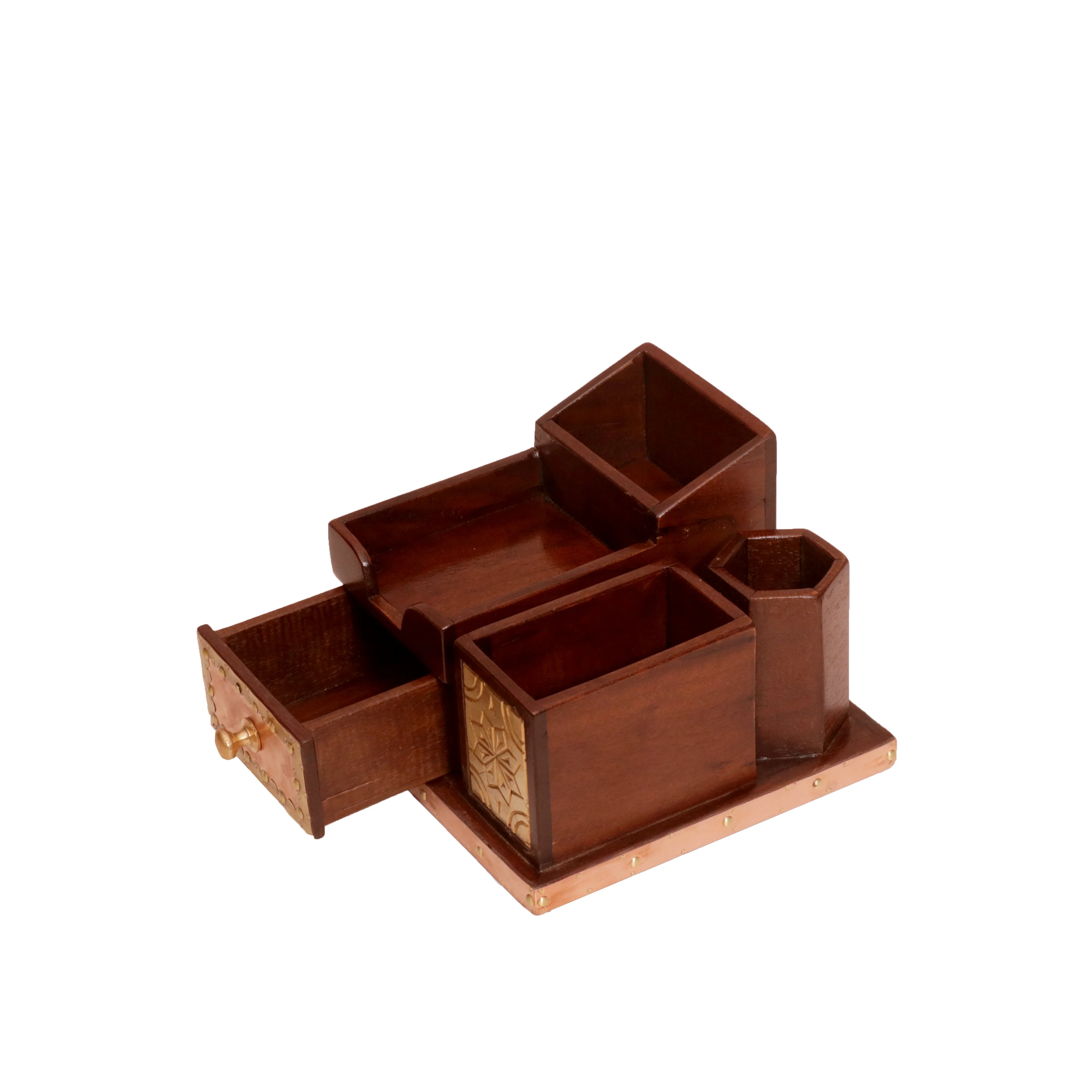 5-compartment Wood Desk Organizer
