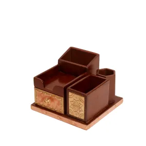 5-compartment Wood Desk Organizer