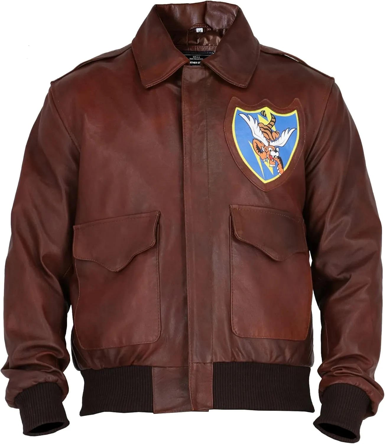 A2 Aviator Brown WWII Flying Tiger Jacket - Pilot Jackets for Men - Bomber Leather Jacket Men