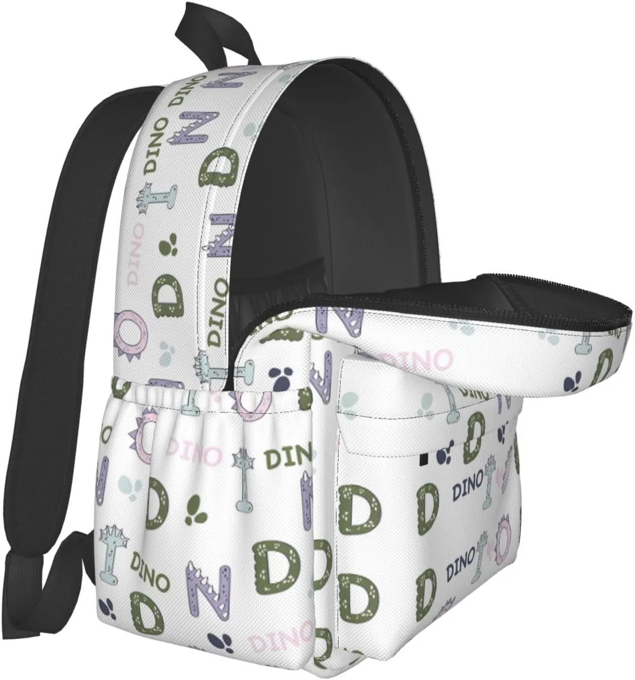 Alphabet Dinosaur Laptop Backpack Shoulder Bag Laptop Pack Travel Backpacks Commuter Back Pack Casual Daypack Bags With Side Pockets