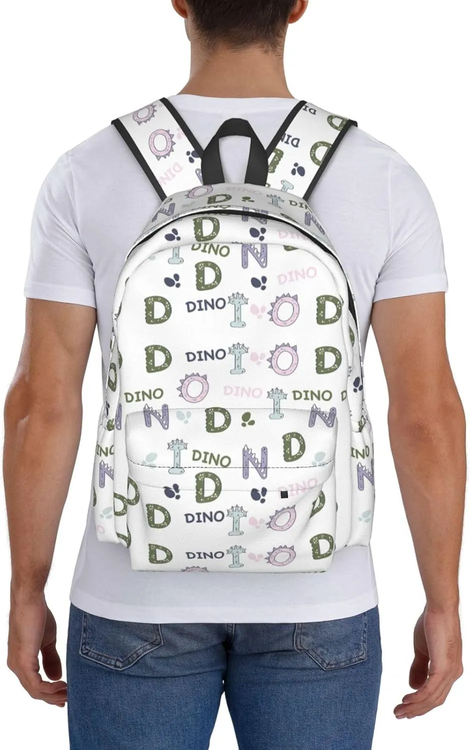 Alphabet Dinosaur Laptop Backpack Shoulder Bag Laptop Pack Travel Backpacks Commuter Back Pack Casual Daypack Bags With Side Pockets