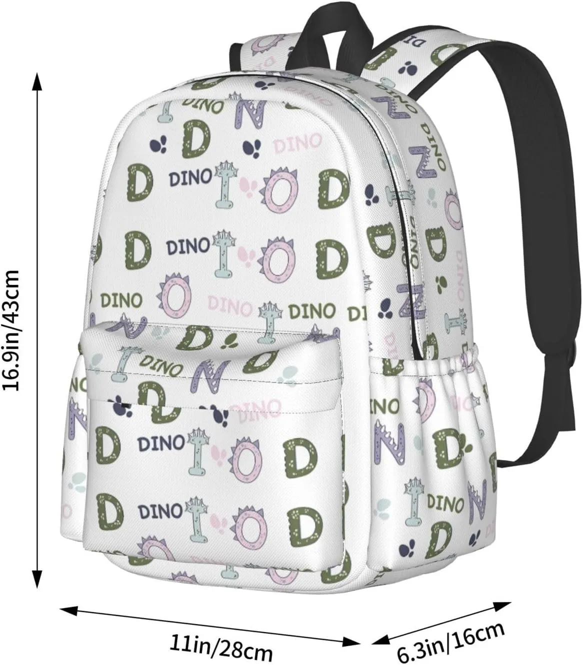Alphabet Dinosaur Laptop Backpack Shoulder Bag Laptop Pack Travel Backpacks Commuter Back Pack Casual Daypack Bags With Side Pockets