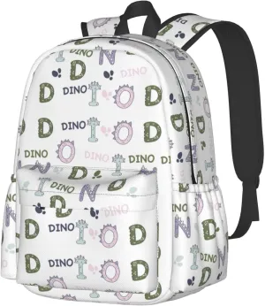 Alphabet Dinosaur Laptop Backpack Shoulder Bag Laptop Pack Travel Backpacks Commuter Back Pack Casual Daypack Bags With Side Pockets