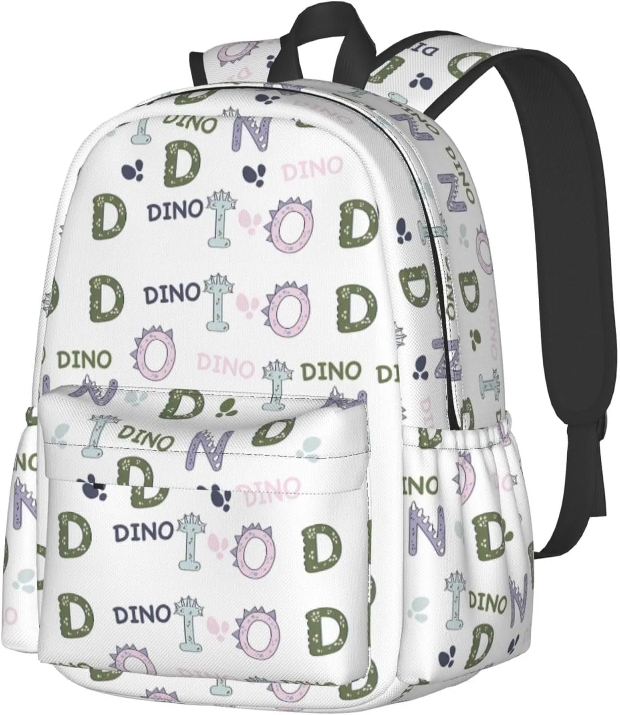 Alphabet Dinosaur Laptop Backpack Shoulder Bag Laptop Pack Travel Backpacks Commuter Back Pack Casual Daypack Bags With Side Pockets