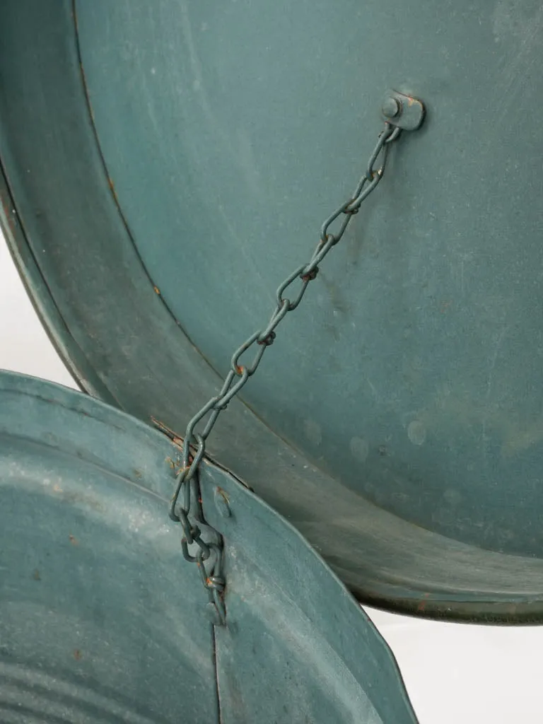 Antique French lidded drum w/ green patina 13½" x 15¾"