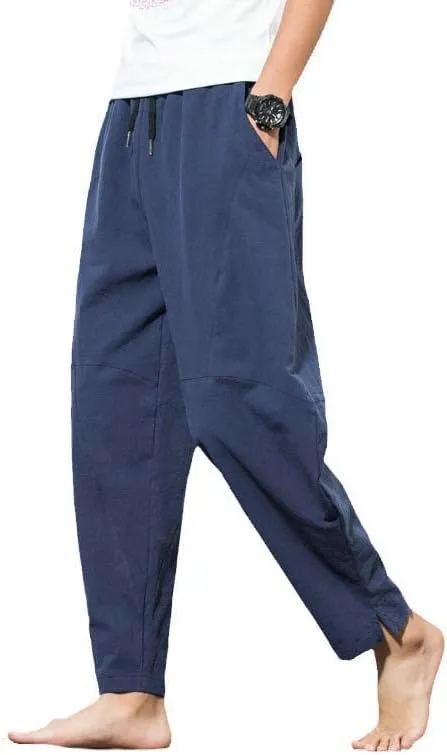 Aoleaky Streetwear Men Harem Pants Korean Style Casual Cotton Linen Trouser Man Jogger Pants Baggy Pants Men