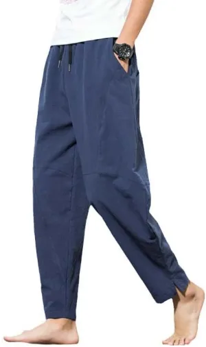 Aoleaky Streetwear Men Harem Pants Korean Style Casual Cotton Linen Trouser Man Jogger Pants Baggy Pants Men