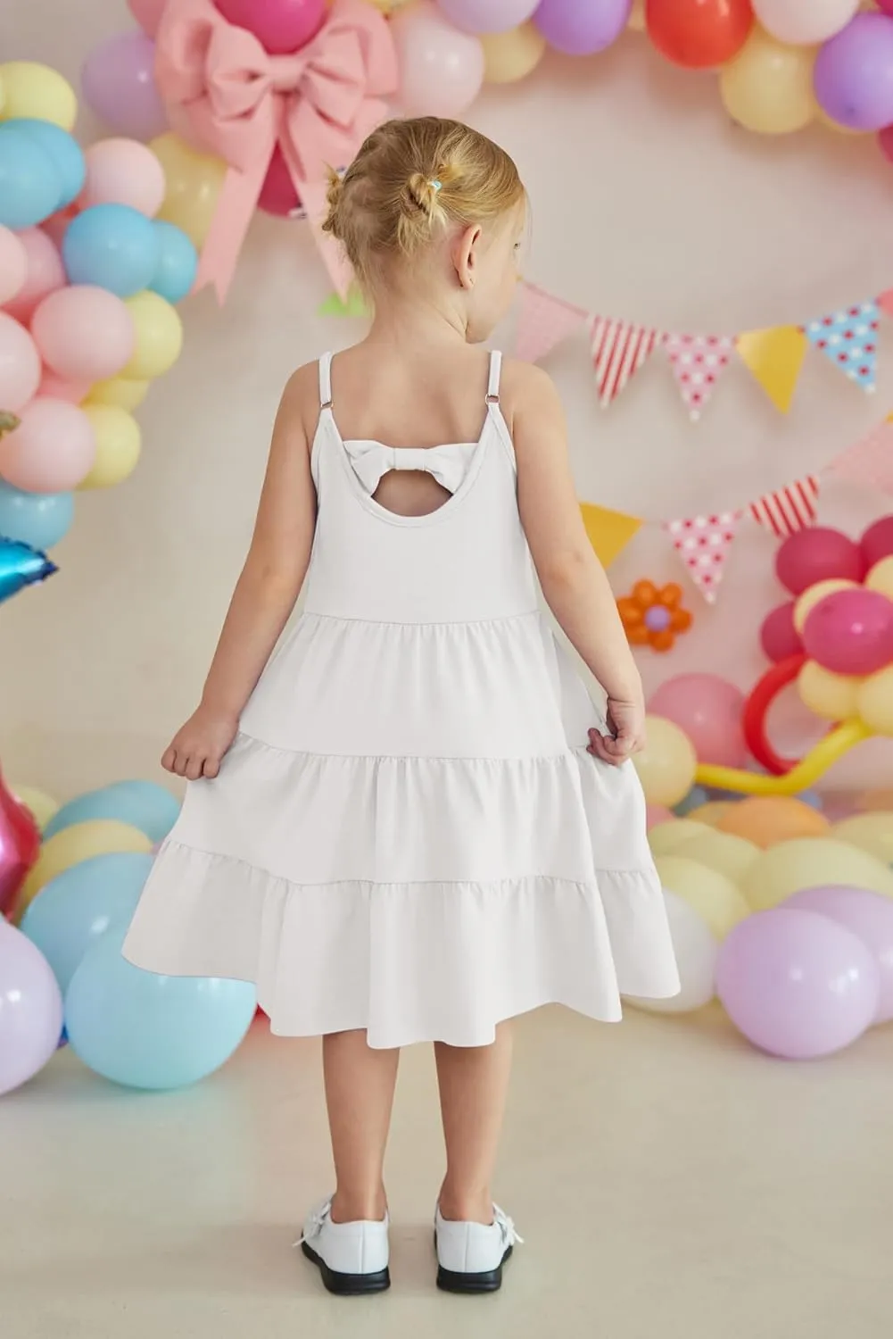 Arshiner Toddler Girl's Summer Sundress Boho Strap Casual Sleeveless Tiered Swing Cami Dresses with Pockets for 3-10 Years