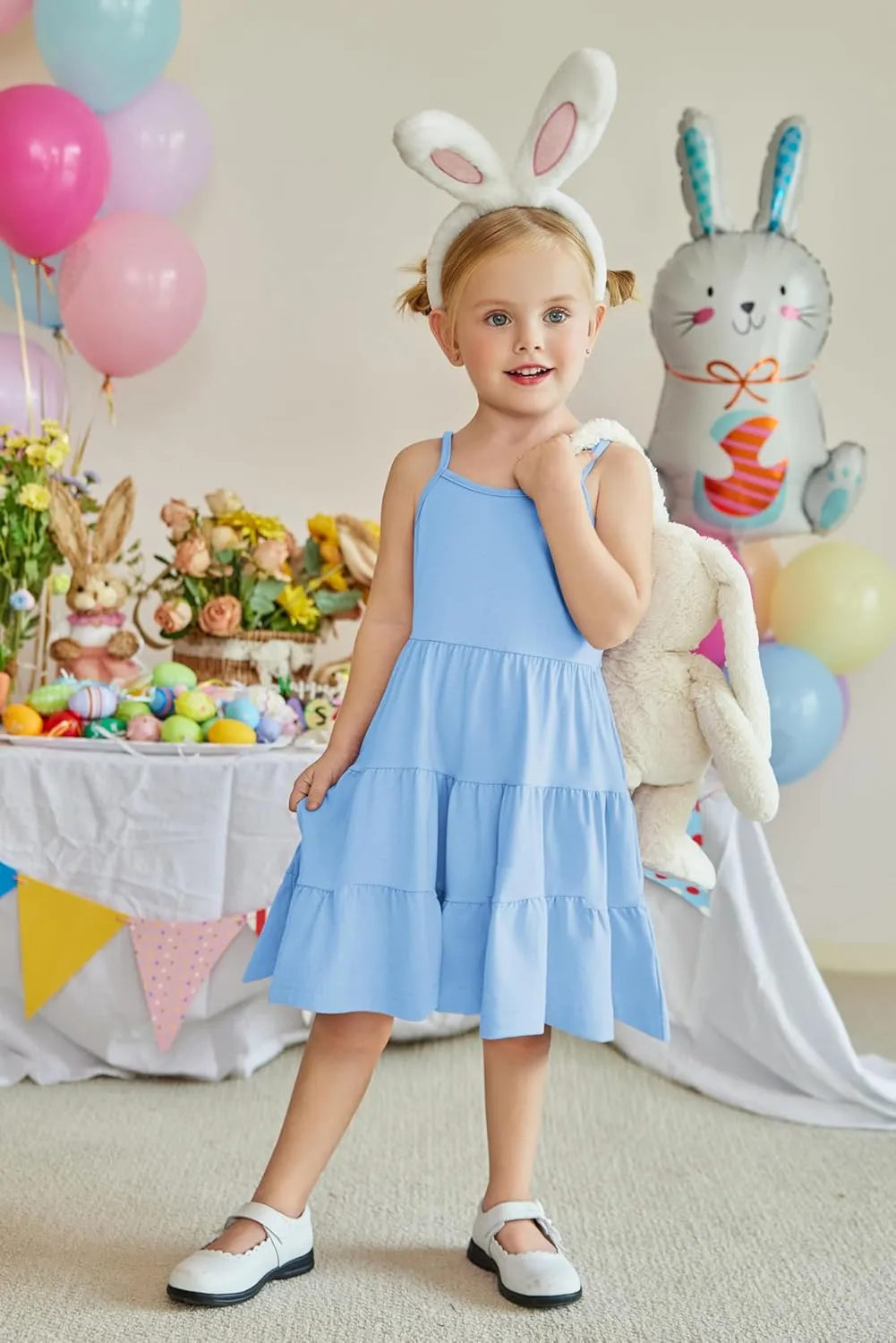 Arshiner Toddler Girl's Summer Sundress Boho Strap Casual Sleeveless Tiered Swing Cami Dresses with Pockets for 3-10 Years