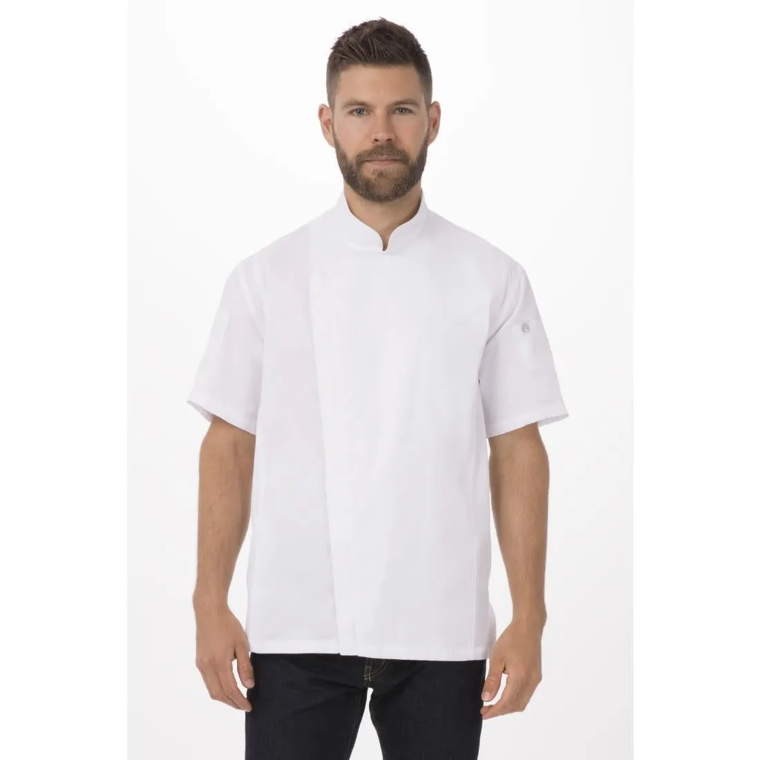 B471-L Chef Works Springfield Zipper Mens Chefs Jacket White L