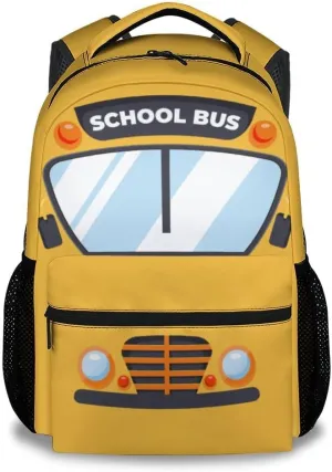 Backpack for School - 17 Inches Yellow School Bus Backpack for Kids - Lightweight Car Bookbag for Elementary Preschool - Cartoon Boys School Bag