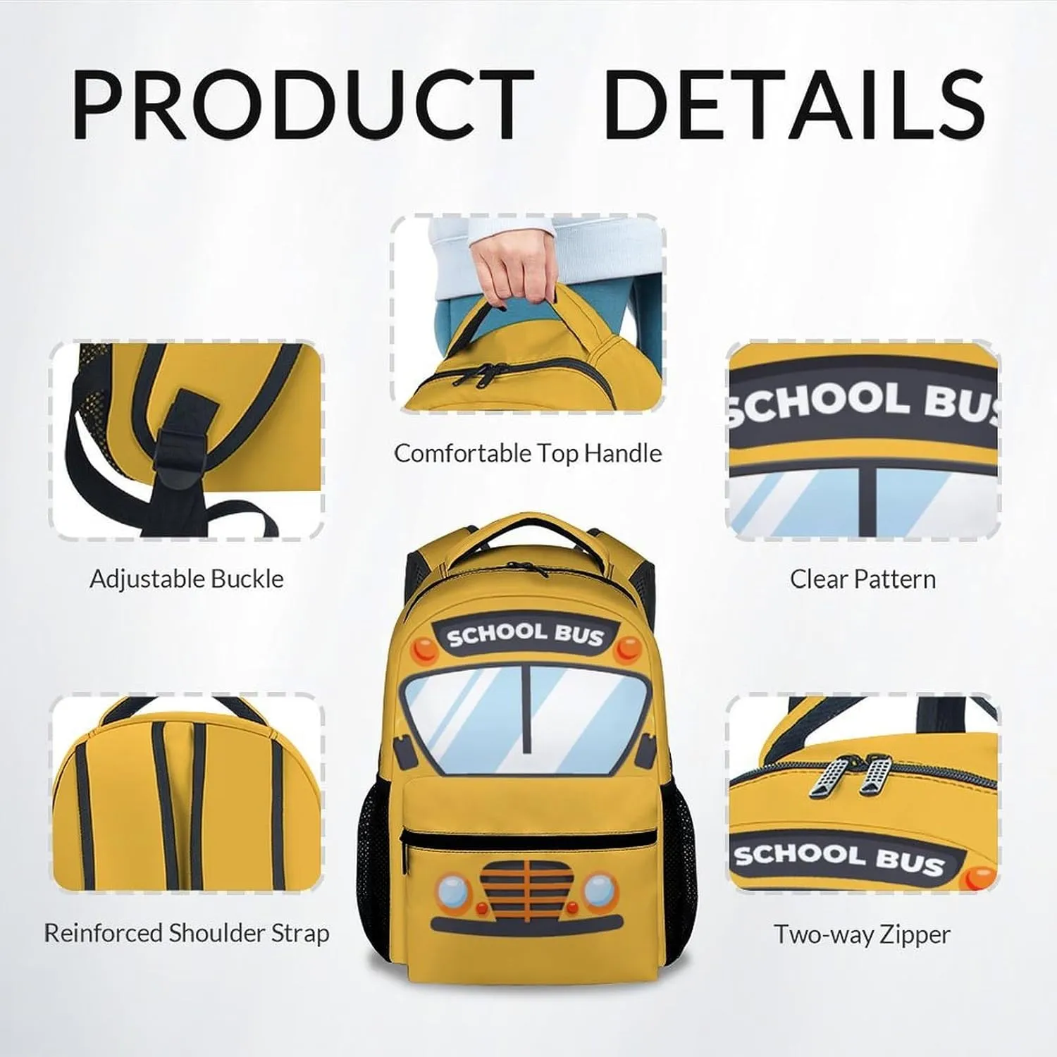 Backpack for School - 17 Inches Yellow School Bus Backpack for Kids - Lightweight Car Bookbag for Elementary Preschool - Cartoon Boys School Bag