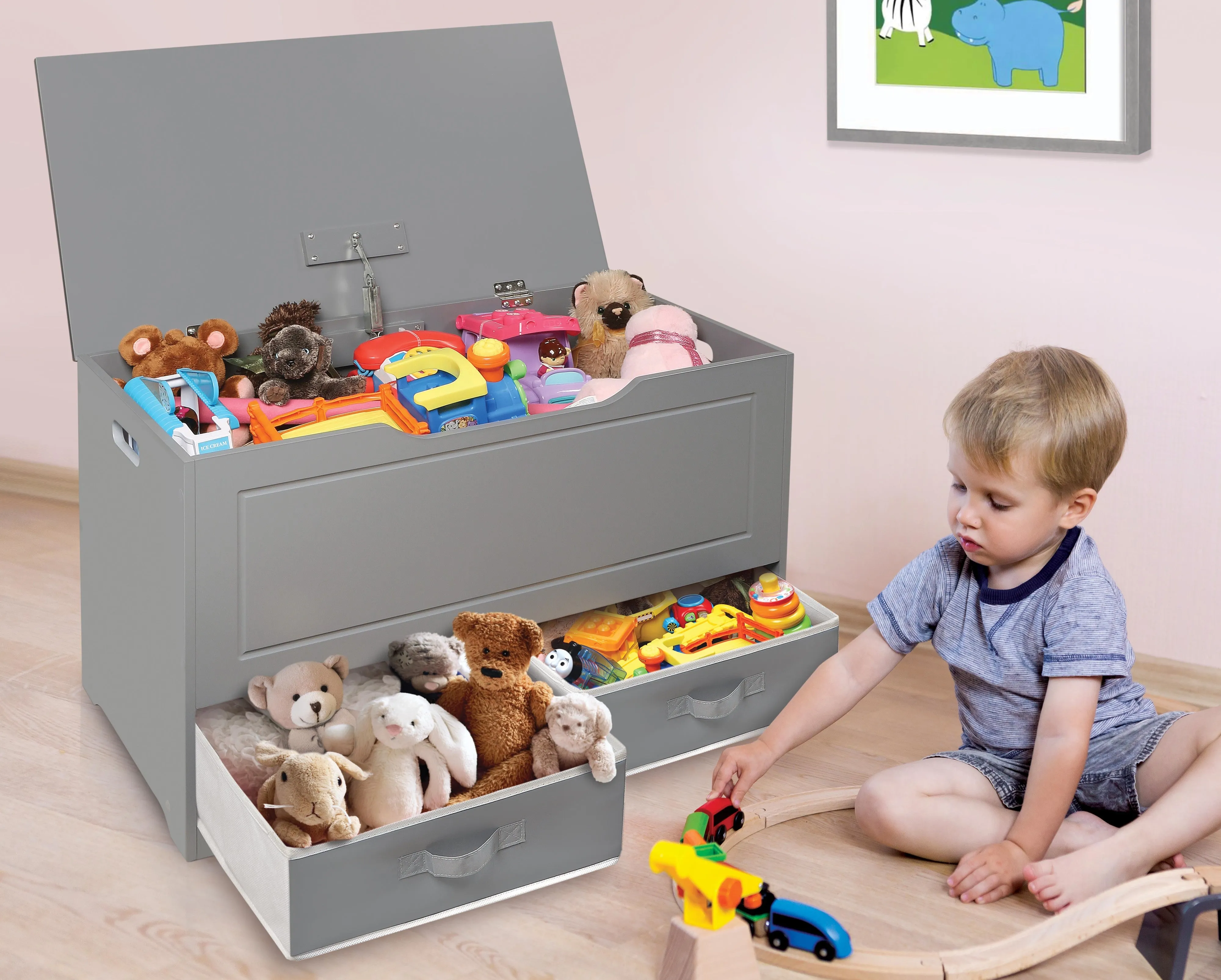 Badger Basket Up and Down Toy and Storage Box and Bench with Two Baskets