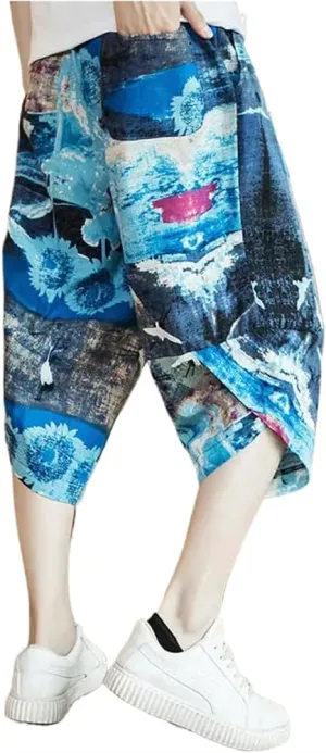 Baggy Cotton Harem Pants Men Summer Print Japanese Solid Women Hop Size Wide Leg Pantalon