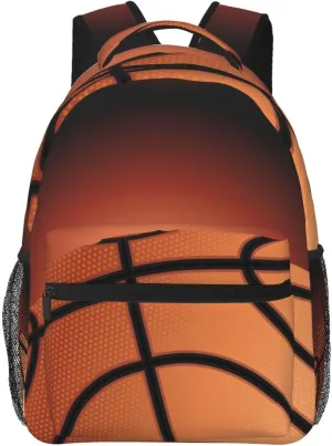 Basketball Travel Laptop Backpack for Women Lightweight Backpack Adjustable College Backpack Fits 15.6 Inch Laptop Bag Waterproof Travel Backpack for Men, Work, Gym