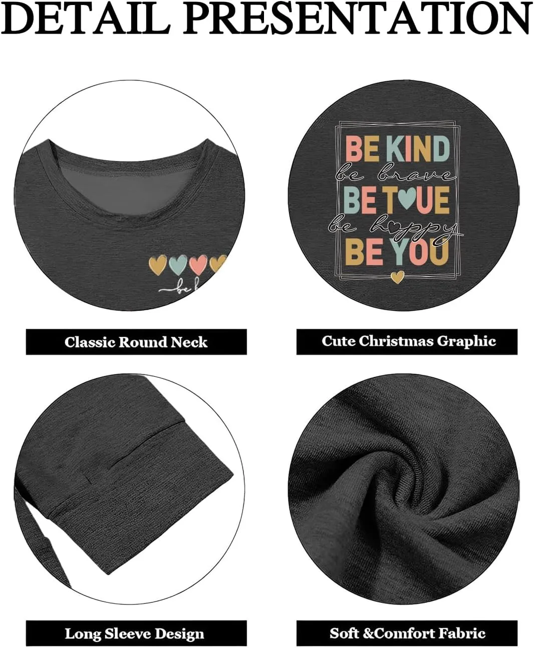 Be Kind Sweatshirt For Women Teacher Positive Message Fall Shirt Mental Health Graphic Tops