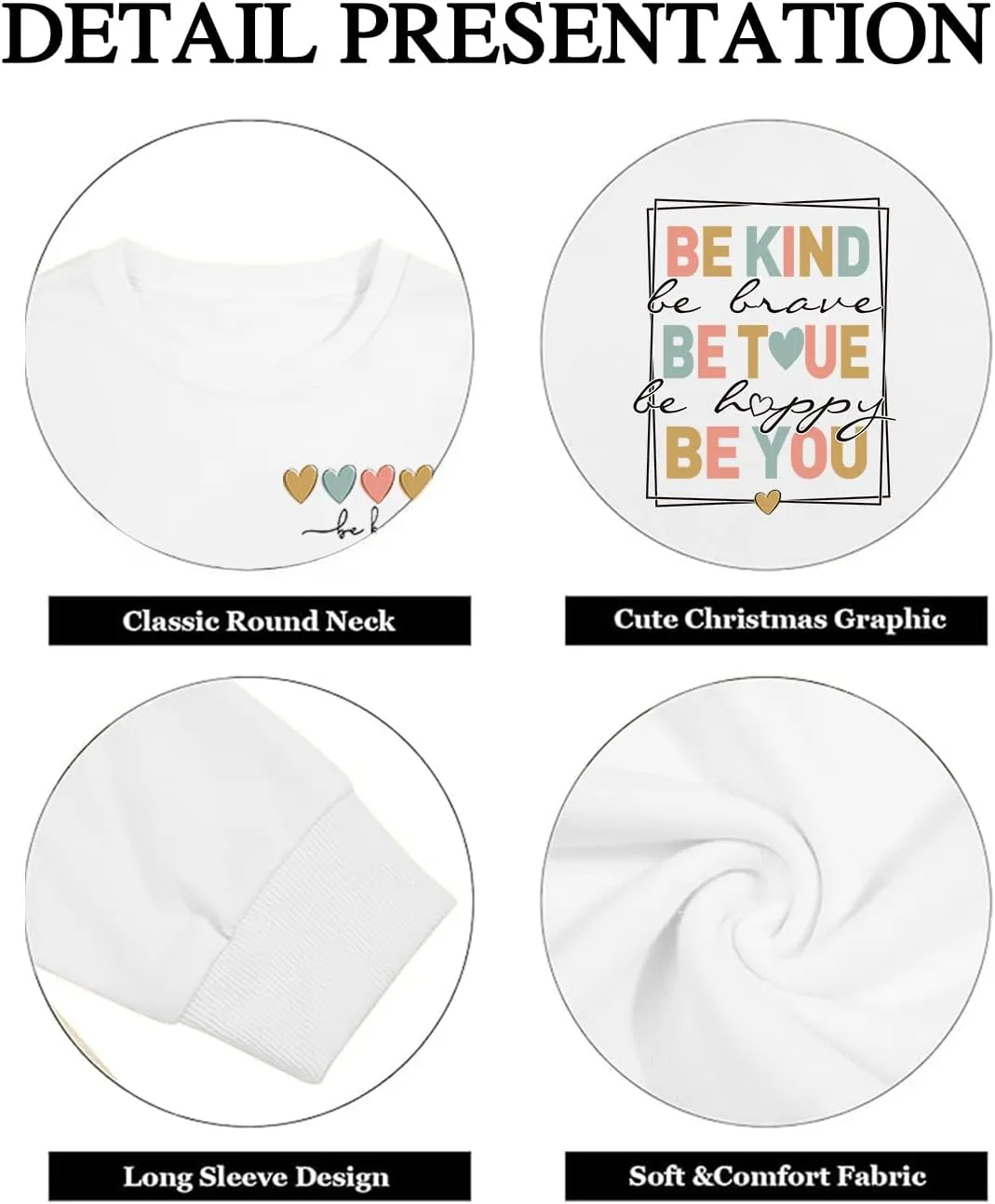 Be Kind Sweatshirt For Women Teacher Positive Message Fall Shirt Mental Health Graphic Tops