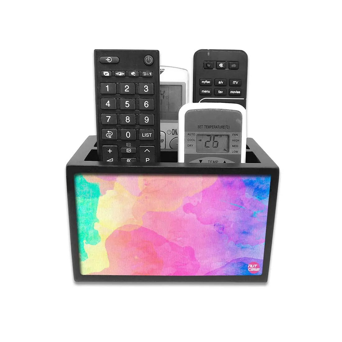Beautiful Tv Remote Storage For TV / AC Remotes -  Watercolors Pink And Green