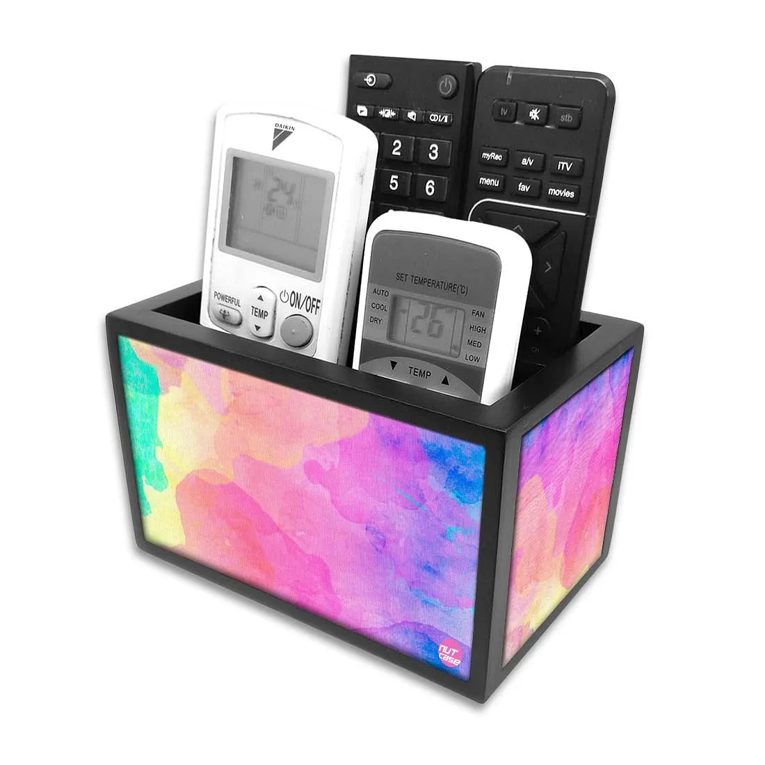 Beautiful Tv Remote Storage For TV / AC Remotes -  Watercolors Pink And Green