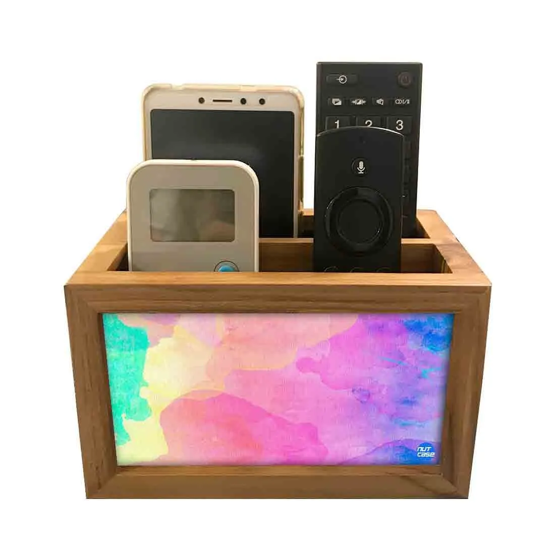 Beautiful Tv Remote Storage For TV / AC Remotes -  Watercolors Pink And Green