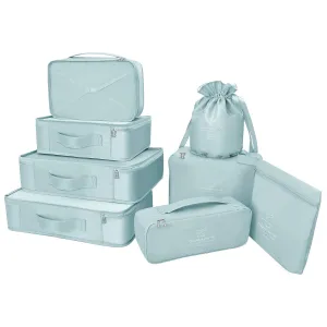 BETLLEMORY Packing Cubes 8 Sets Travel Luggage Organizers with Waterproof Shoe Storage Bag Compression Pouches(Blue Grey) Blue Grey